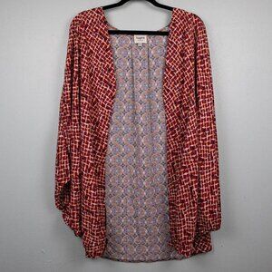 Hayden Los Angeles geometric print cocoon open kimono cardigan-XL